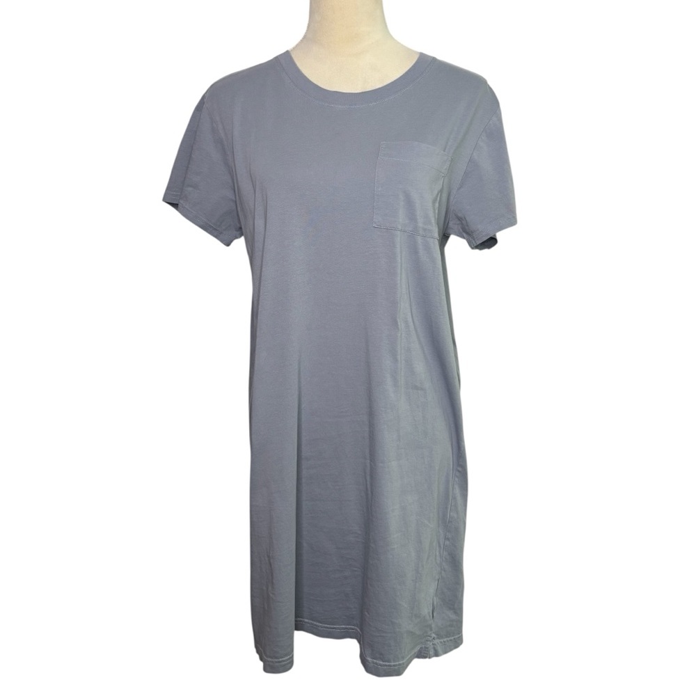 PACT Gray Blue 100% Organic Cotton Short Sleeve T-Shirt Dress Size Large